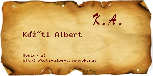 Kóti Albert névjegykártya