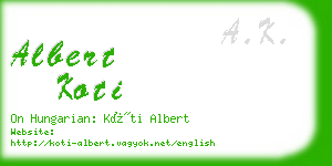 albert koti business card